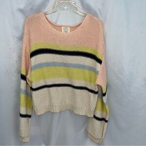 Billabong Pastel Striped Cropped Knit Sweater Size Medium